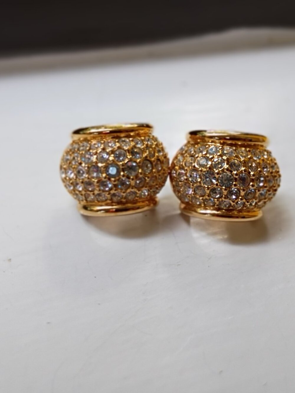 Swarovski crystal large gold tone earrings